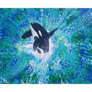Art Print from my Original Work 11" x 14" "Orca Leaping" Acid Free
